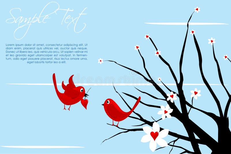 Valentine card with birds royalty free illustration