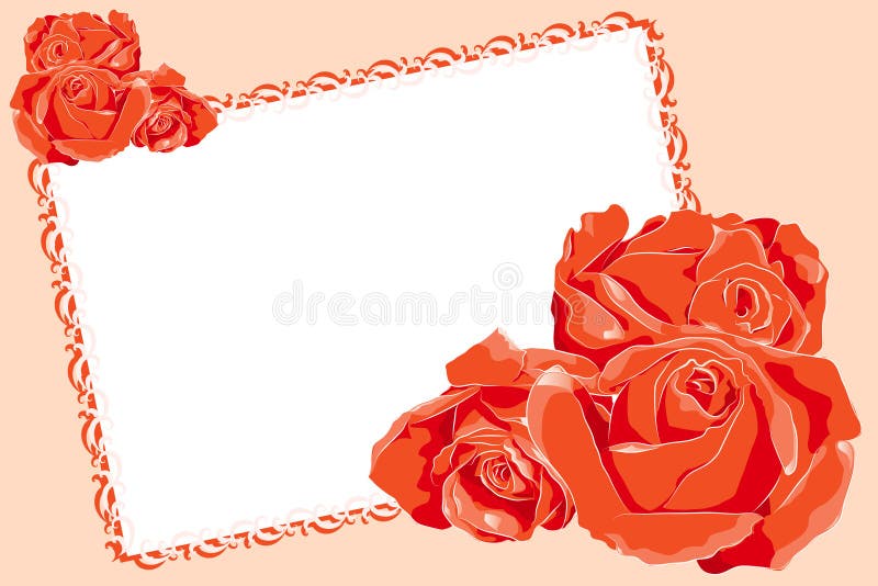 Valentine Card with red roses and message frame