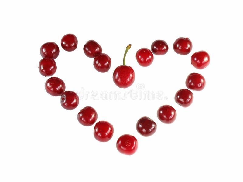 Valentine from Cherries. Love. Stock Photo Image of separately
