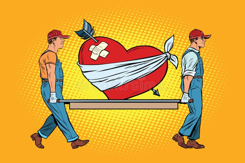 Valentine, coeur blessé dans l'amour portent des moteurs illustration stock Valentine, coeur blessé dans l'amour portent des moteurs illustration stock