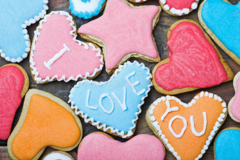 Valentine cookies with the words I love you