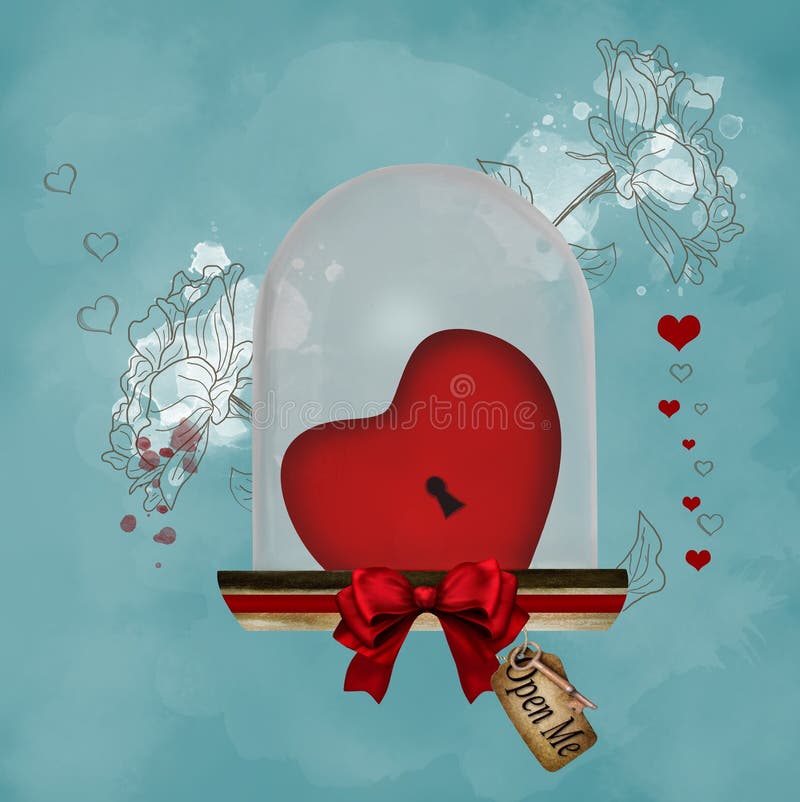 Valentine cover with a locked heart