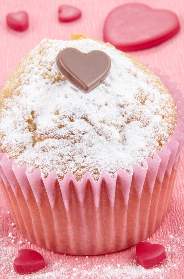 Valentine Cupcake with Powdered Sugar Stock Image Image of fairy