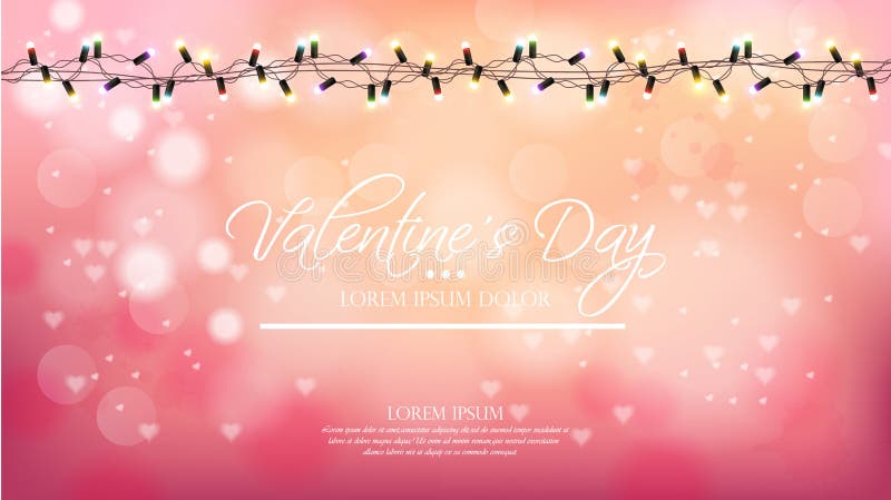 Valentine-dag roze achtergrond met lichtenvector Romantische banner Uitnodigingskaart of brochure Pastelkleur roze poeder stock illustratie Valentine-dag roze achtergrond met lichtenvector Romantische banner Uitnodigingskaart of brochure Pastelkleur roze poeder stock illustratie