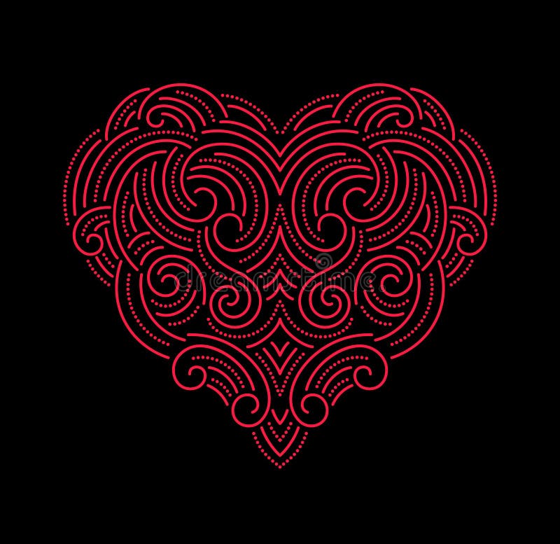 Valentine day Beautiful thin line ornamental heart