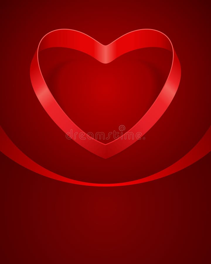 Valentine Day heart from red silk ribbon