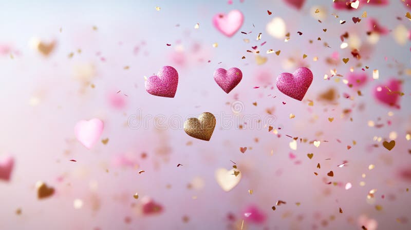 Romantic Explosion of Heart Shapes Stock Photo - Image of gold, light ...