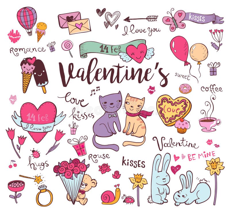 Cute Valentine doodles.