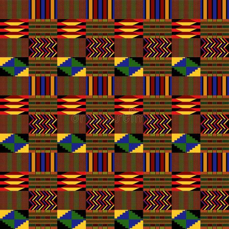 Ghana African Tribal Kente Cloth Style Vector Seamless Textile Pattern,  Geometric Nwentoma Design in Orange, Red, Brown and Turquo Stock  Illustration - Illustration of clothes, orange: 173097624