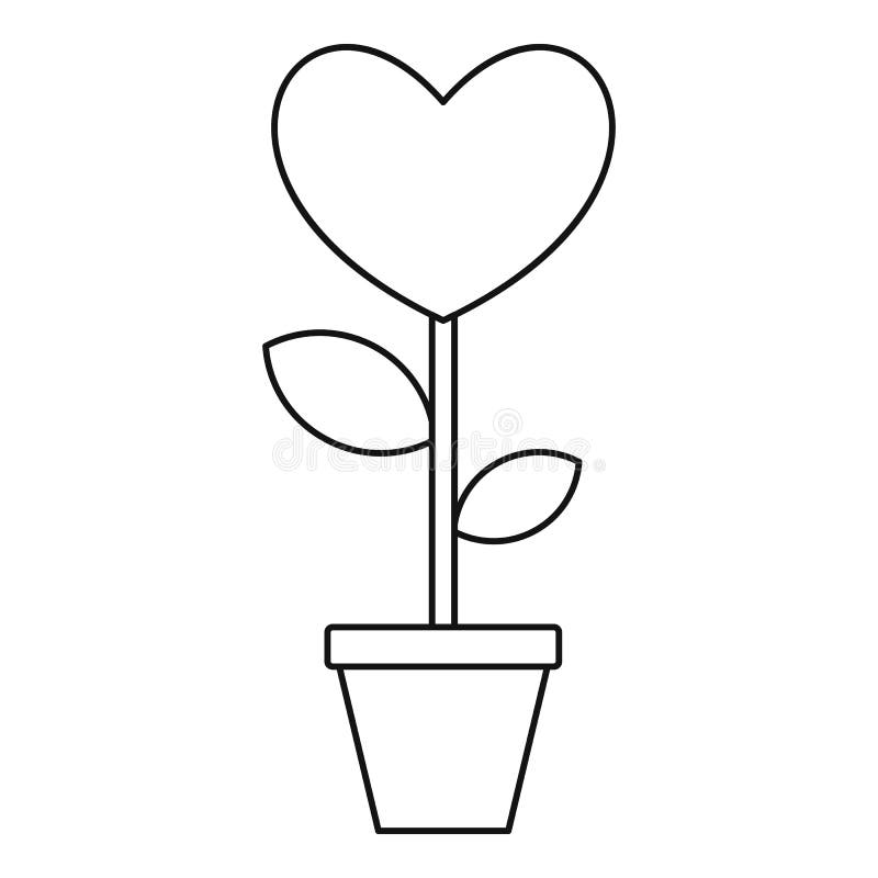 Download Valentine Flower Pot Icon, Outline Style Stock Vector ...