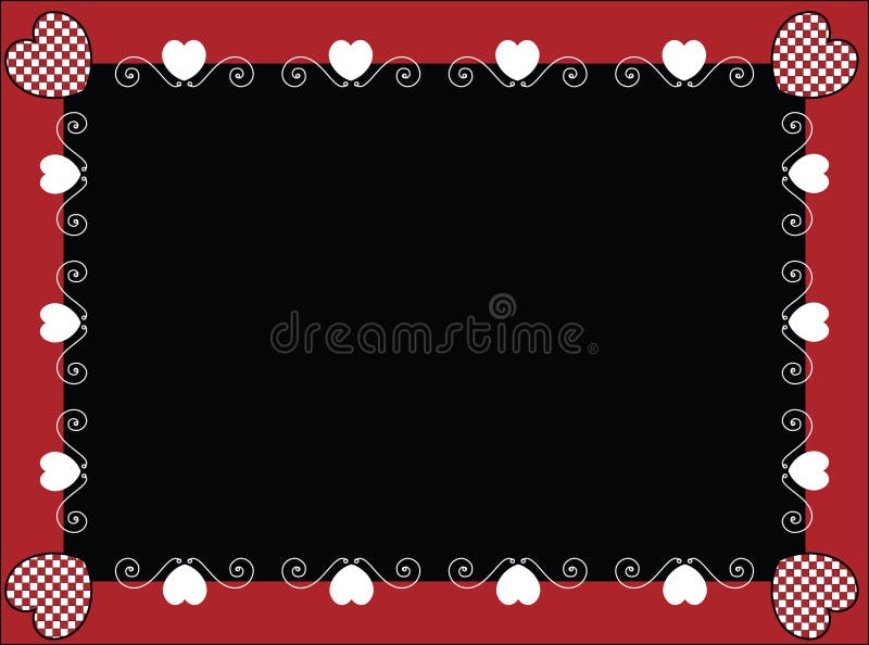 Valentine Frame or Tag With Gingham Hearts vector illustration