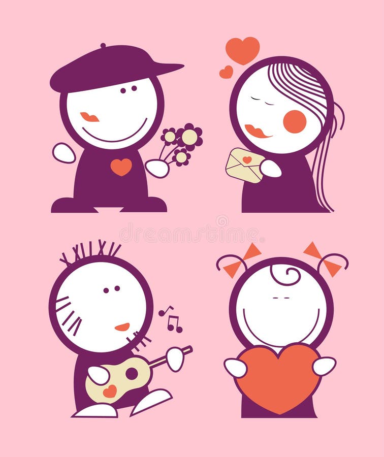 Valentine funny peoples. stock illustration Valentine funny peoples. stock illustration