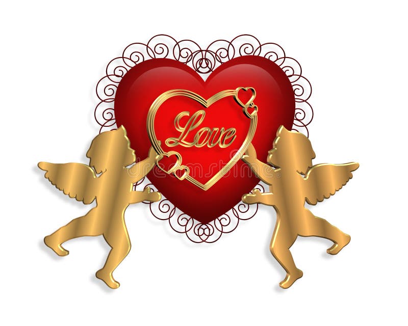 Valentine Heart and Cupids 3D