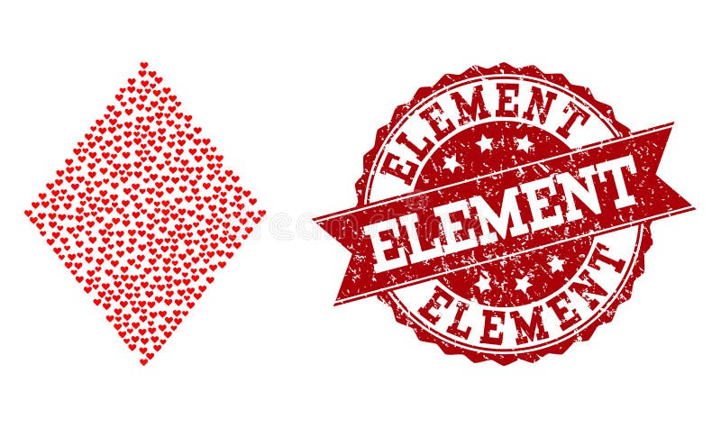 Valentine Heart Mosaic av den fyllda rombsymbolen och Grungeskyddsremsan vektor illustrationer Valentine Heart Mosaic av den fyllda rombsymbolen och Grungeskyddsremsan vektor illustrationer