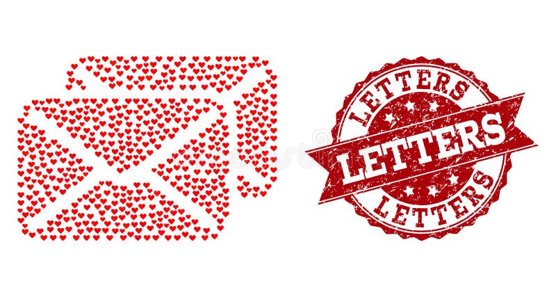 Valentine Heart Mosaic del icono de las letras y del sello del Grunge ilustración del vector Valentine Heart Mosaic del icono de las letras y del sello del Grunge ilustración del vector