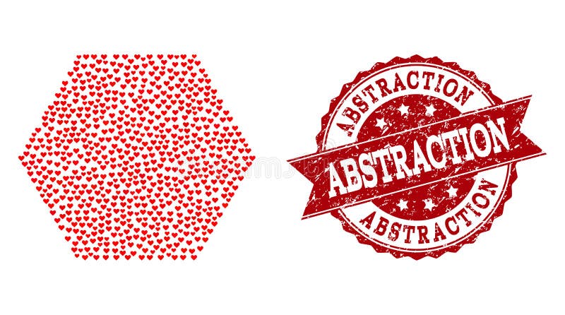 Valentine Heart Mosaic van Gevulde Hexagon Pictogram en Grunge-Verbinding vector illustratie Valentine Heart Mosaic van Gevulde Hexagon Pictogram en Grunge-Verbinding vector illustratie