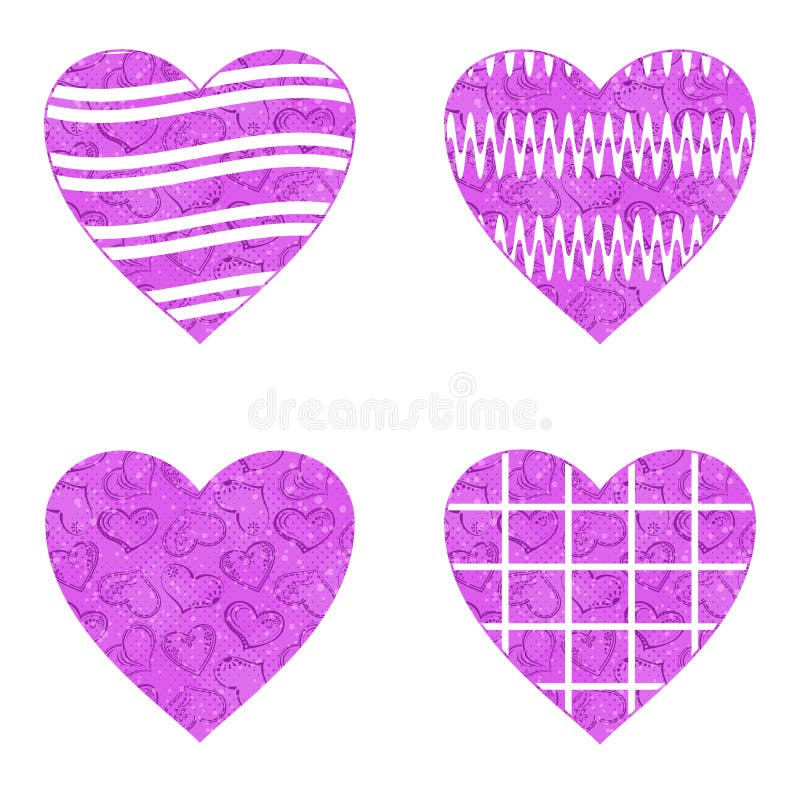 Valentine heart with patterns, set