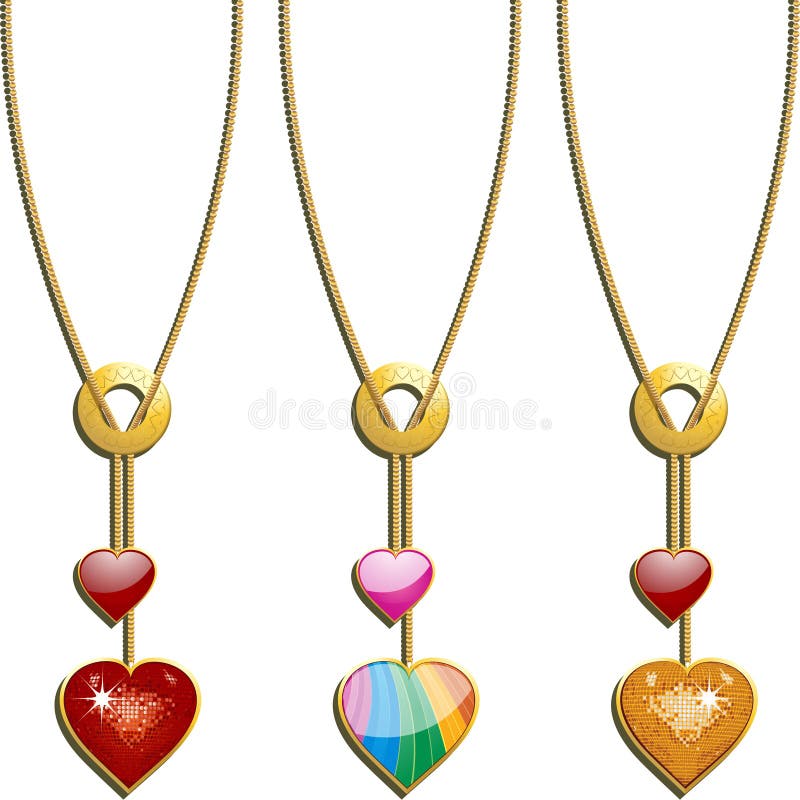 Valentines Gold Heart Shaped Pendant Stock Vector Illustration of