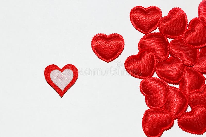 Valentine hearts on white background as symbol of love and care