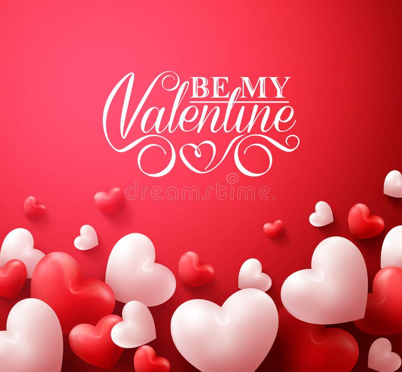 Valentine Hearts nel fondo rosso che galleggia con i saluti felici di giorno di biglietti di S. Valentino Valentine Hearts nel fondo rosso che galleggia con i saluti felici di giorno di biglietti di S. Valentino