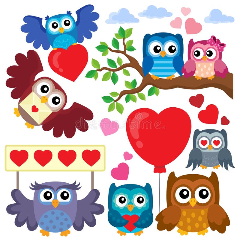 Valentine owls theme collection 1