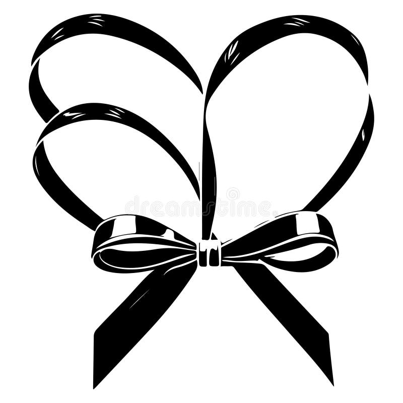 Valentine Ribbon Tie Bow Illustration Sketch Hand Draw Stock Vector
