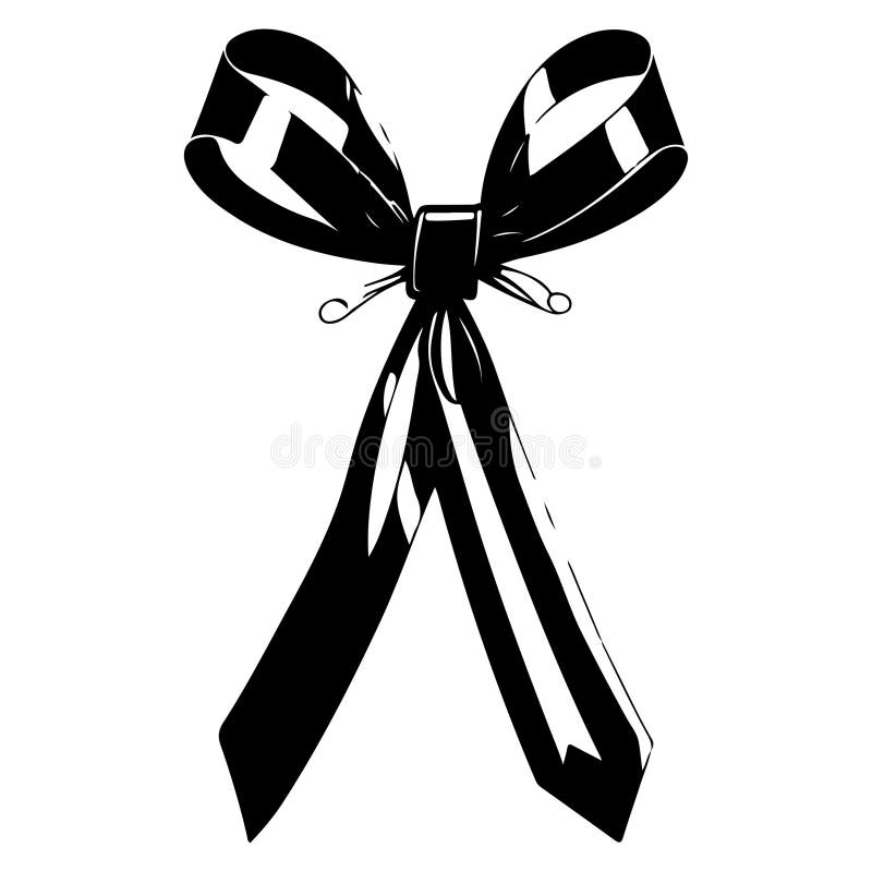 Valentine Ribbon Tie Bow Illustration Sketch Hand Draw Stock Vector