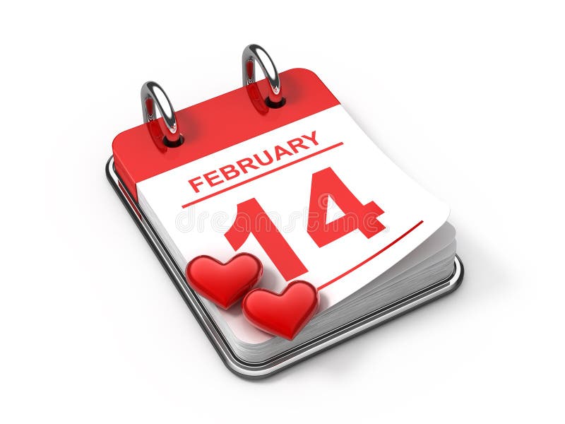Valentines Day Calendar Color Line Icon Valentines Day And February 14