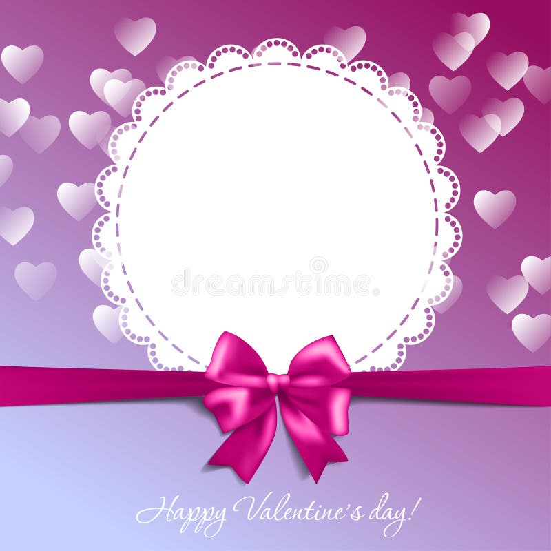 Valentine s card with a bow and hearts