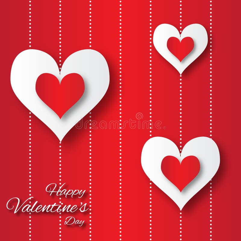 Valentine s day abstract applique background with cut red and white paper hearts.