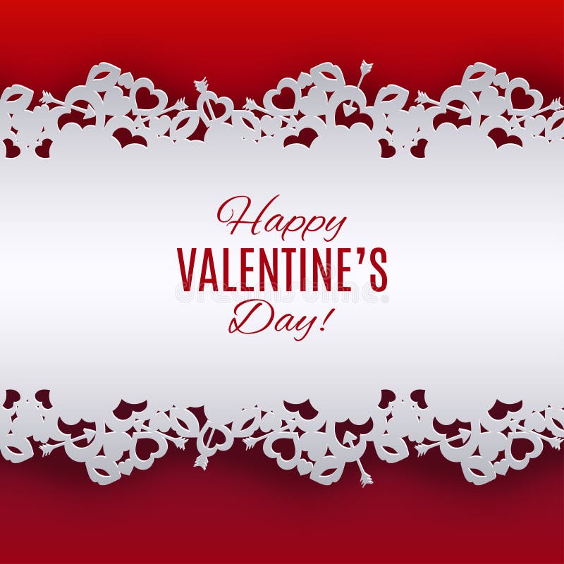 Valentine`s day background with lace ribbon. Pattern with heart