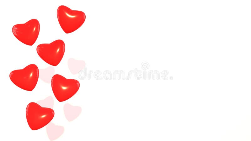 Valentines Day Banner Background Red 3d Hearts On A Blank White