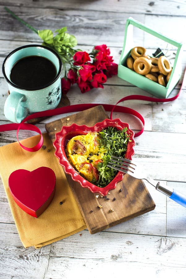 Valentine`s Day Breakfast stock photo. Image of decoration - 168761176