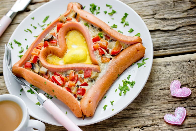 Valentines Day Breakfast or Brunch Fried Eggs Stock Photo - Image