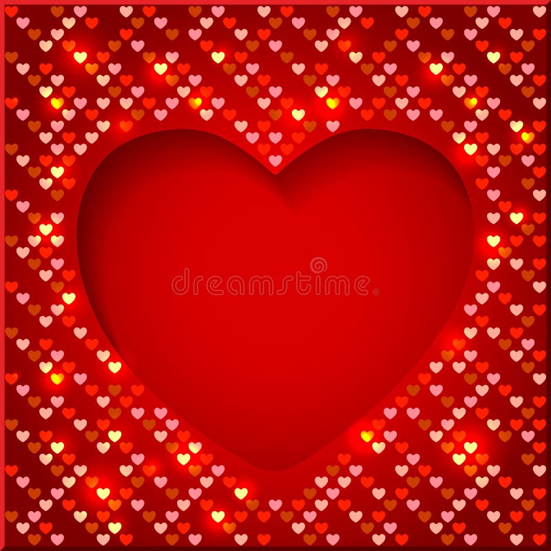 Valentine's Day bright frame with shiny hearts royalty free illustration