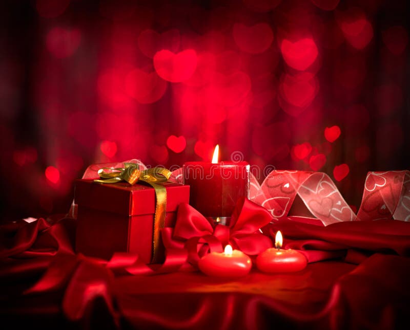 Valentine S Day. Candles and Gift Box Stock Image Image of background, celebration 48803143