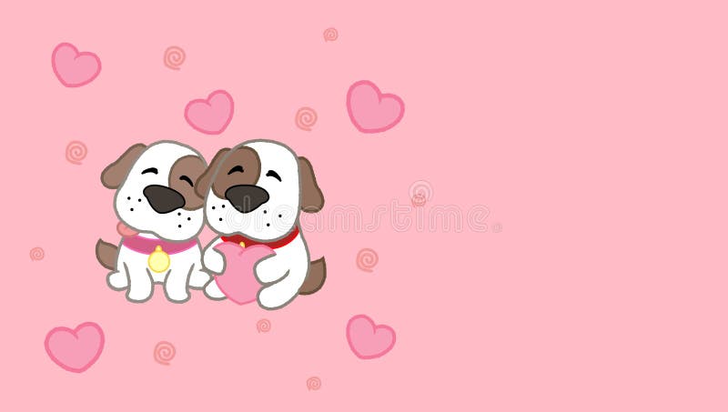 Valentine`s day card cute dog couple. Vector clip art illustration