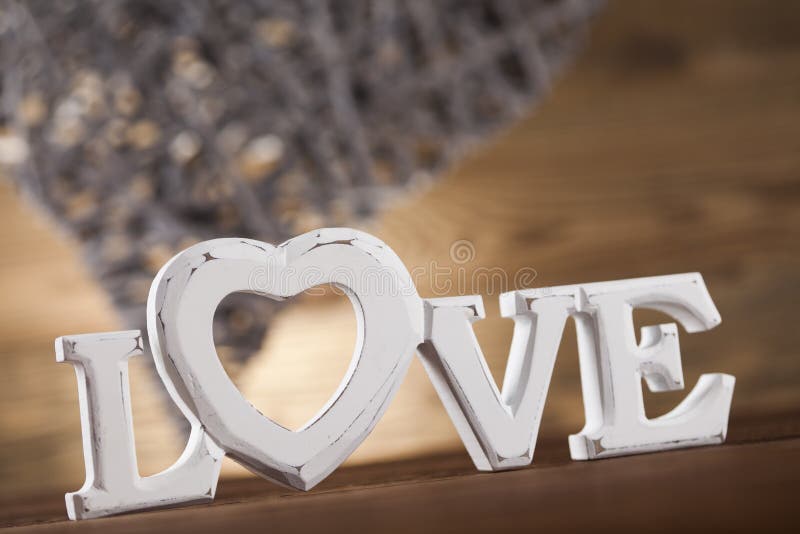 Valentine S Day Concept With Wooden Letters Love And Heart Stock Image ...