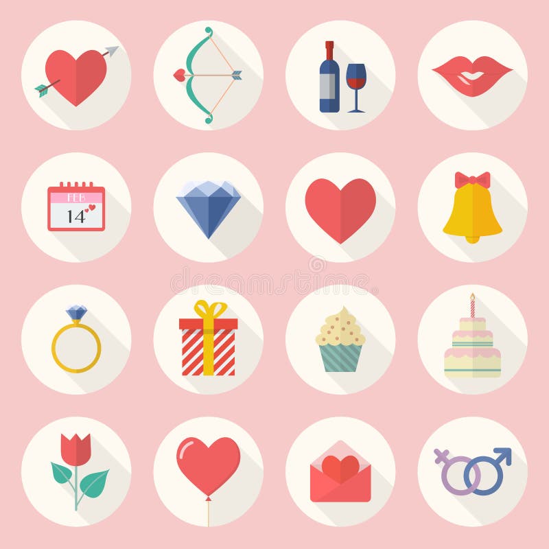 Valentine's Day Flat Icon Set stock illustration Valentine's Day Flat Icon Set stock illustration