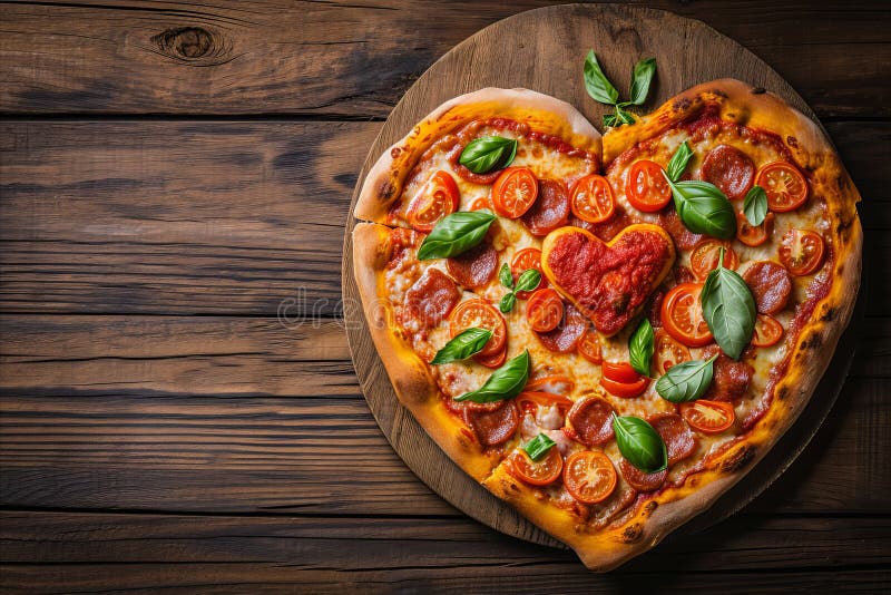 Valentine S Day Heart Shaped Pizza. Romantic Meal Stock Photo - Image ...