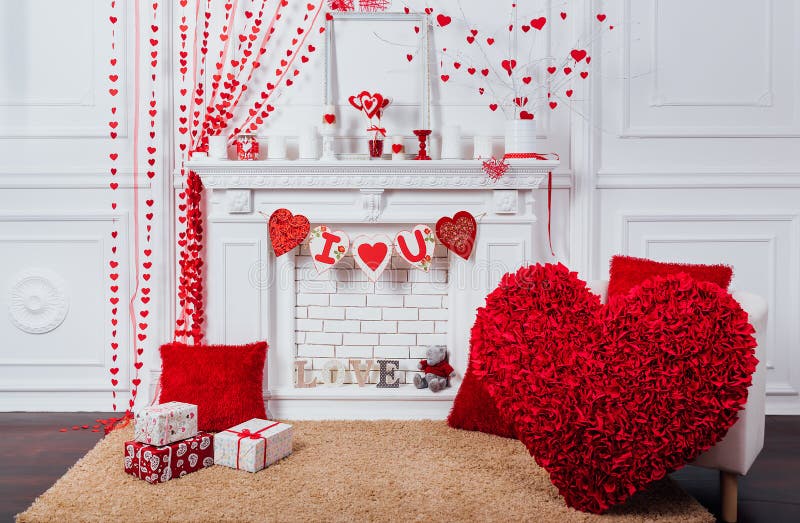 Valentinstag Kamin rotes herz geschenke.