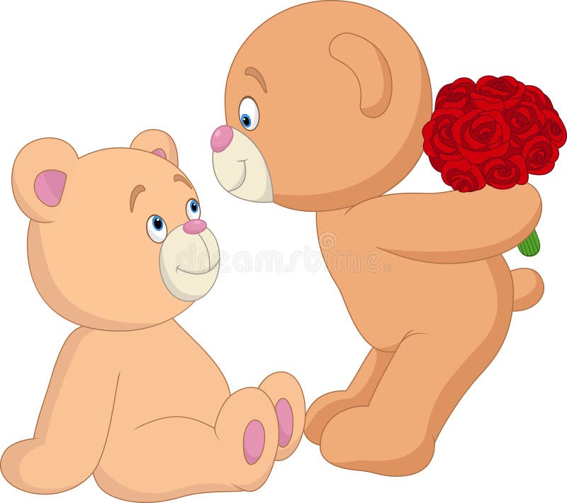 Valentine`s Day with Romantic Couple of Teddy Bear Stock Vector -  Illustration of present, couple: 87483078