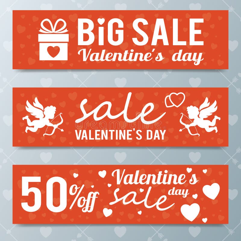 Valentine`s day sale offer, banner template.Shopping market post