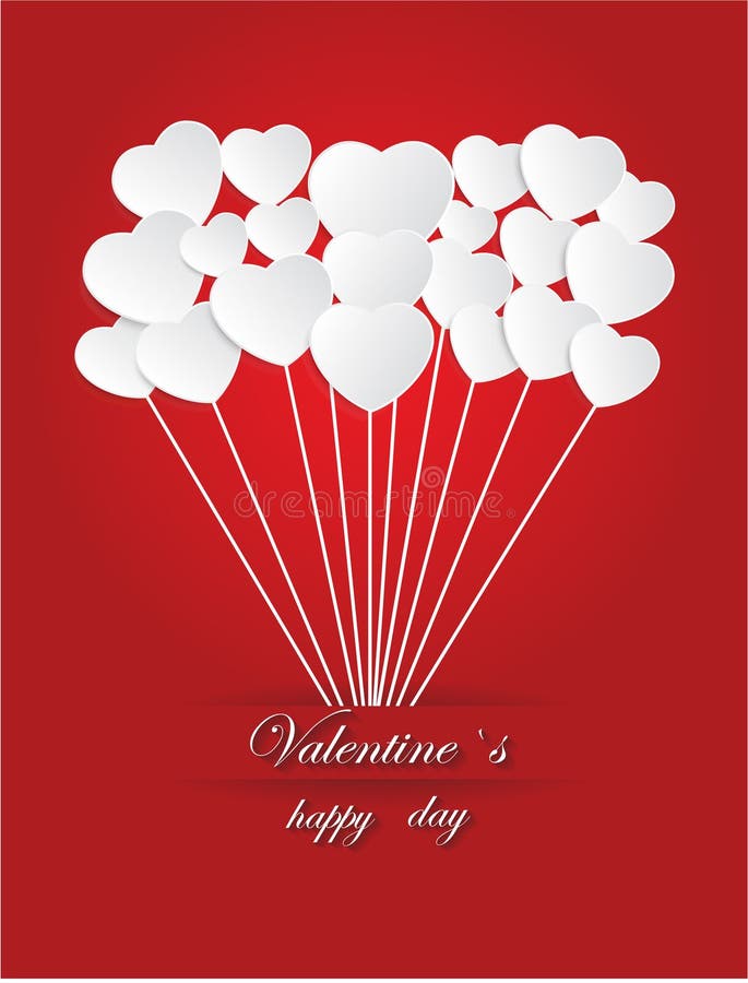 Valentine`s Day of White Paper Heart on a Red Background stock illustration Valentine`s Day of White Paper Heart on a Red Background stock illustration