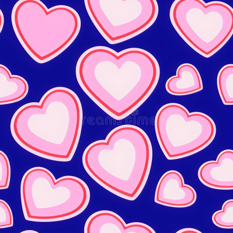 Big outlined hearts, comic cartoon style, Valentine tileable hearts texture, seamless pattern, AI Creation. Big outlined hearts, comic cartoon style, Valentine tileable hearts texture, seamless pattern, AI Creation