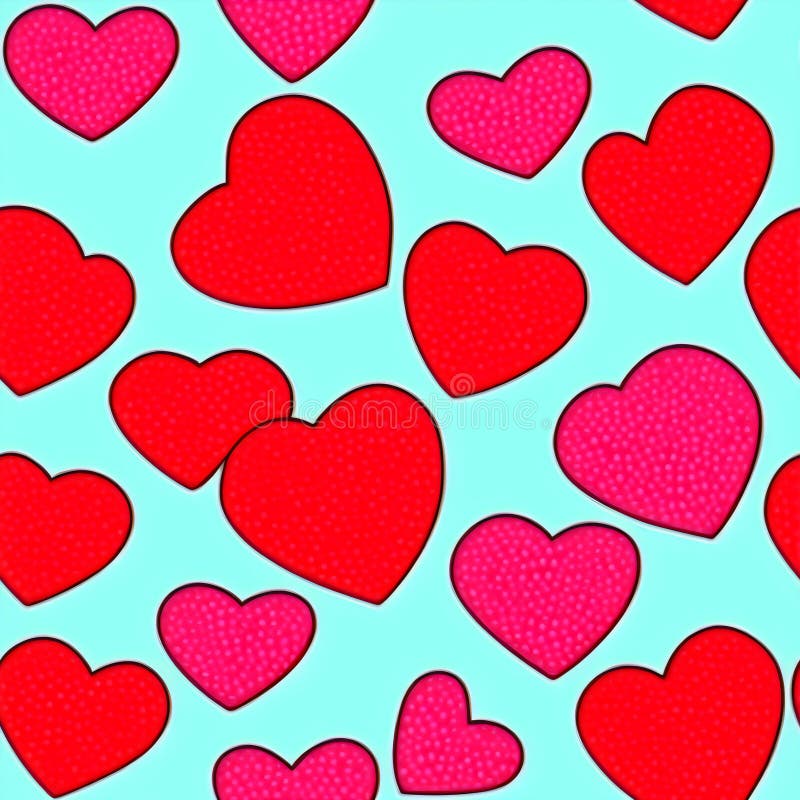 Red outlined hearts, Valentine tileable hearts texture, seamless pattern, AI Creation. Red outlined hearts, Valentine tileable hearts texture, seamless pattern, AI Creation