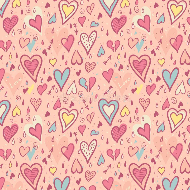 Valentine seamless pattern with hearts