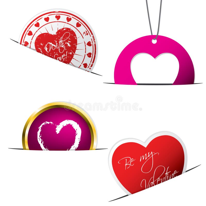 Valentine stickers and labels vector illustration