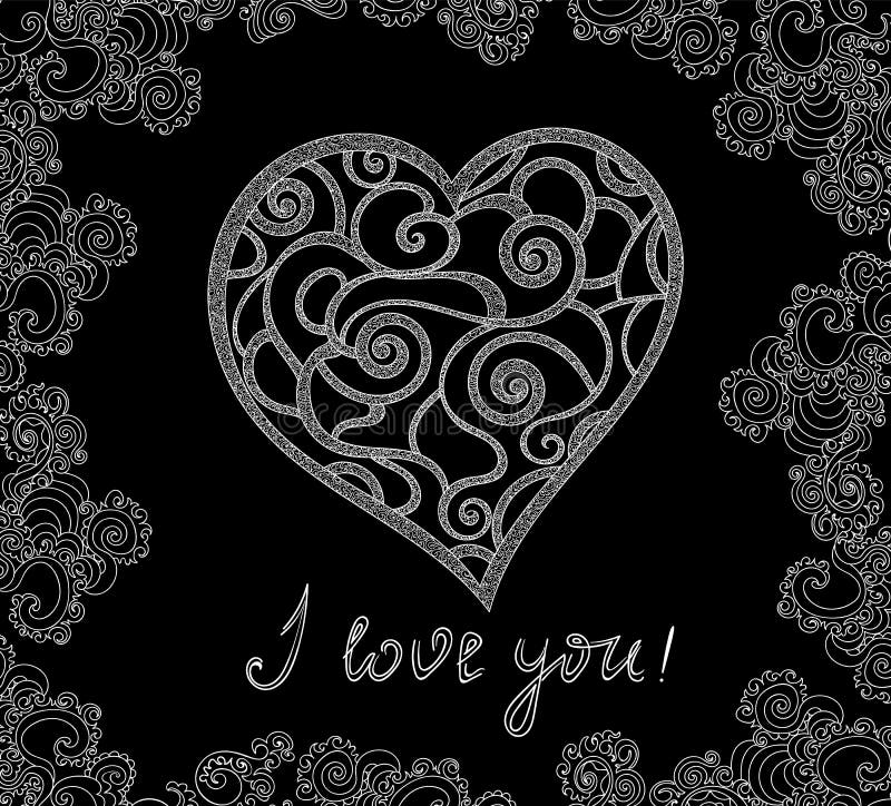 Valentine Decorative Vector Background with Figured Heart with Doodles ...