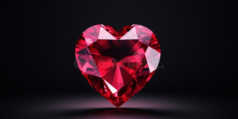 Valentinernas dagskanner. ruby gemstone hjärtform på mörk bakgrund royaltyfri foto